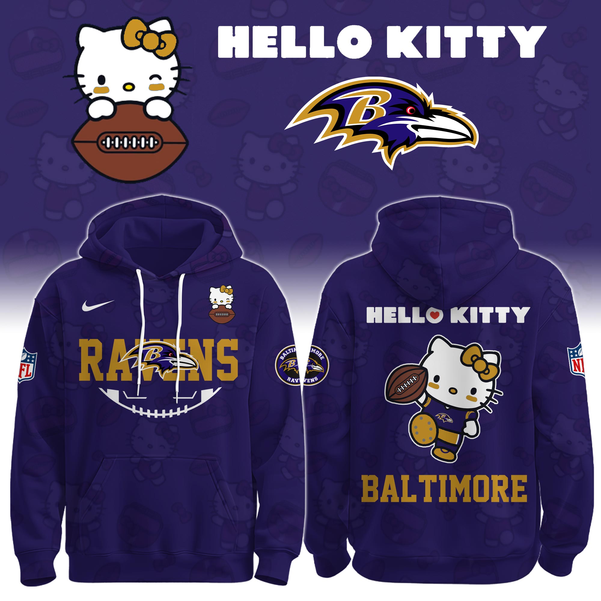 .BAL Ravens Special Hello Kitty Limited Edition Hoodie