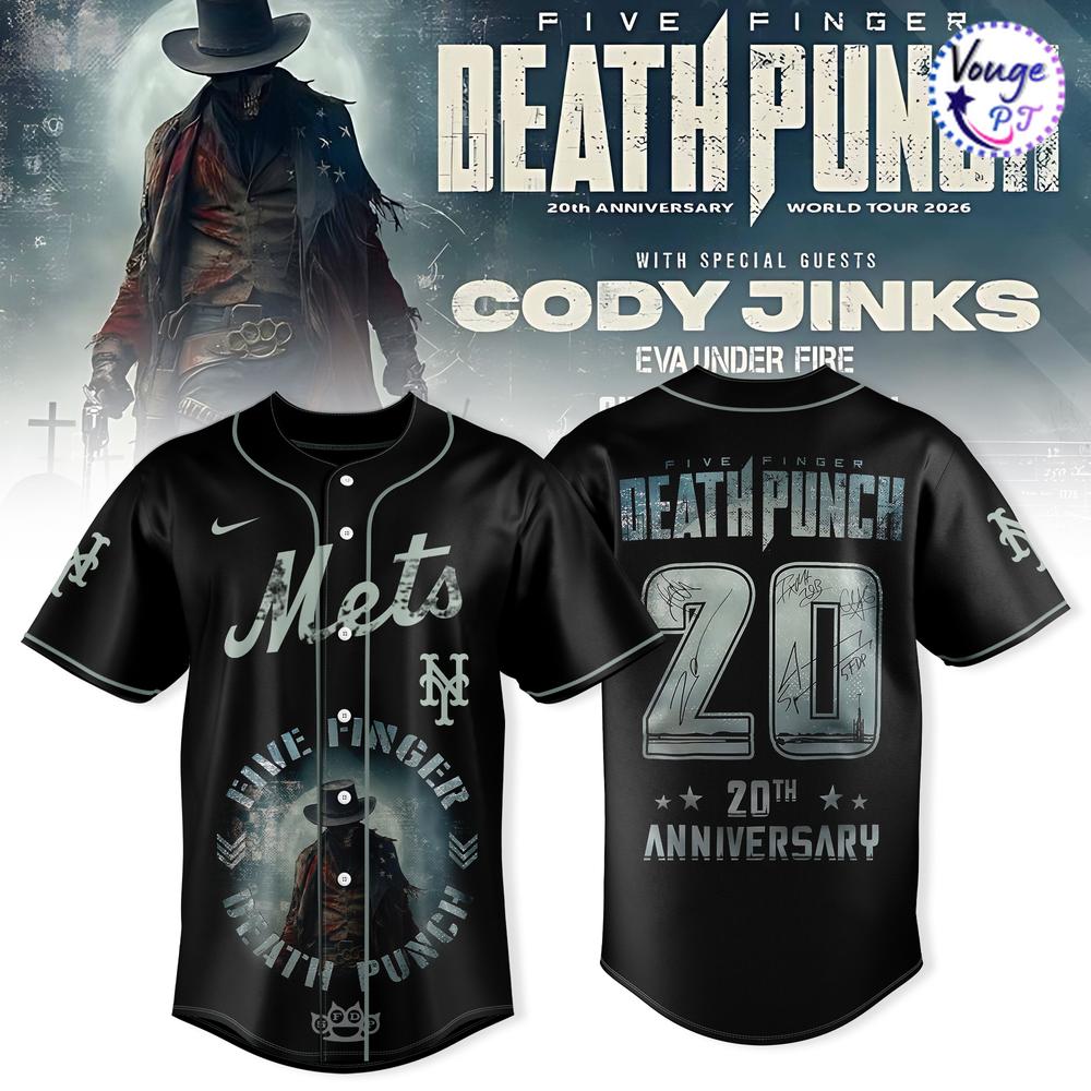 New York Mets x Five Finger Death Punch 20th Anniversary World Tour 2026 Baseball Jersey 