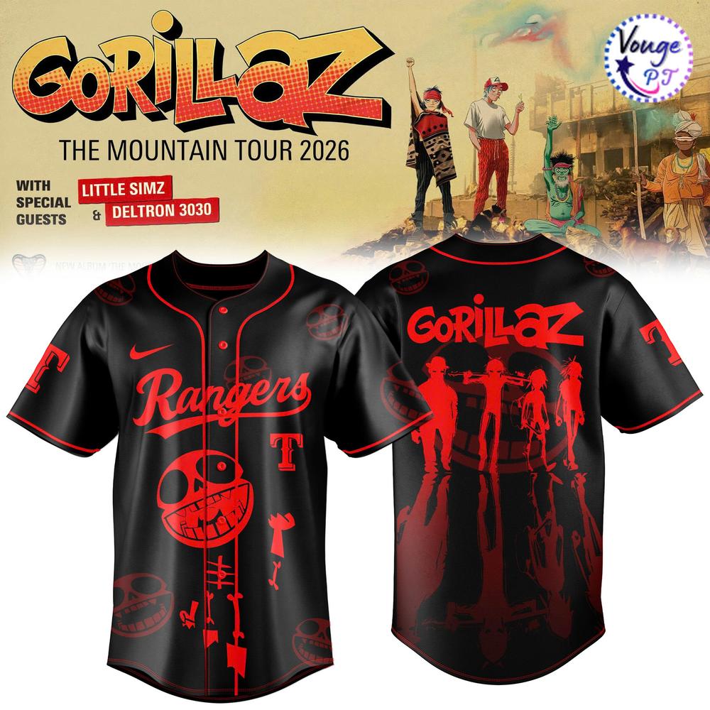 Texas Rangers x Gorillaz - The Mountain Tour 2026 Baseball Jersey 