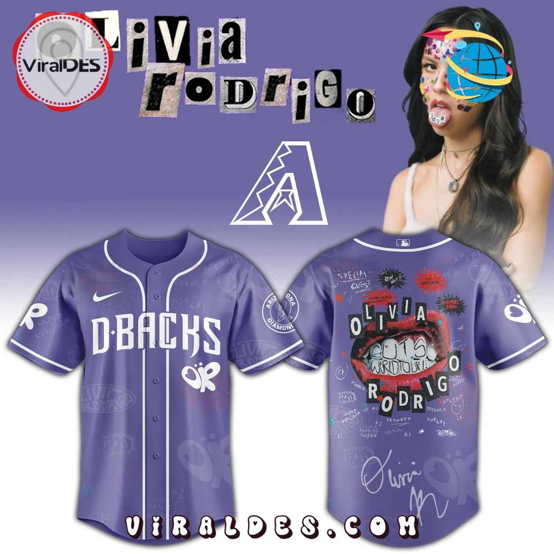 Arizona Diamondbacks MLB x Olivia Rodrigo Guts World Tour Jersey