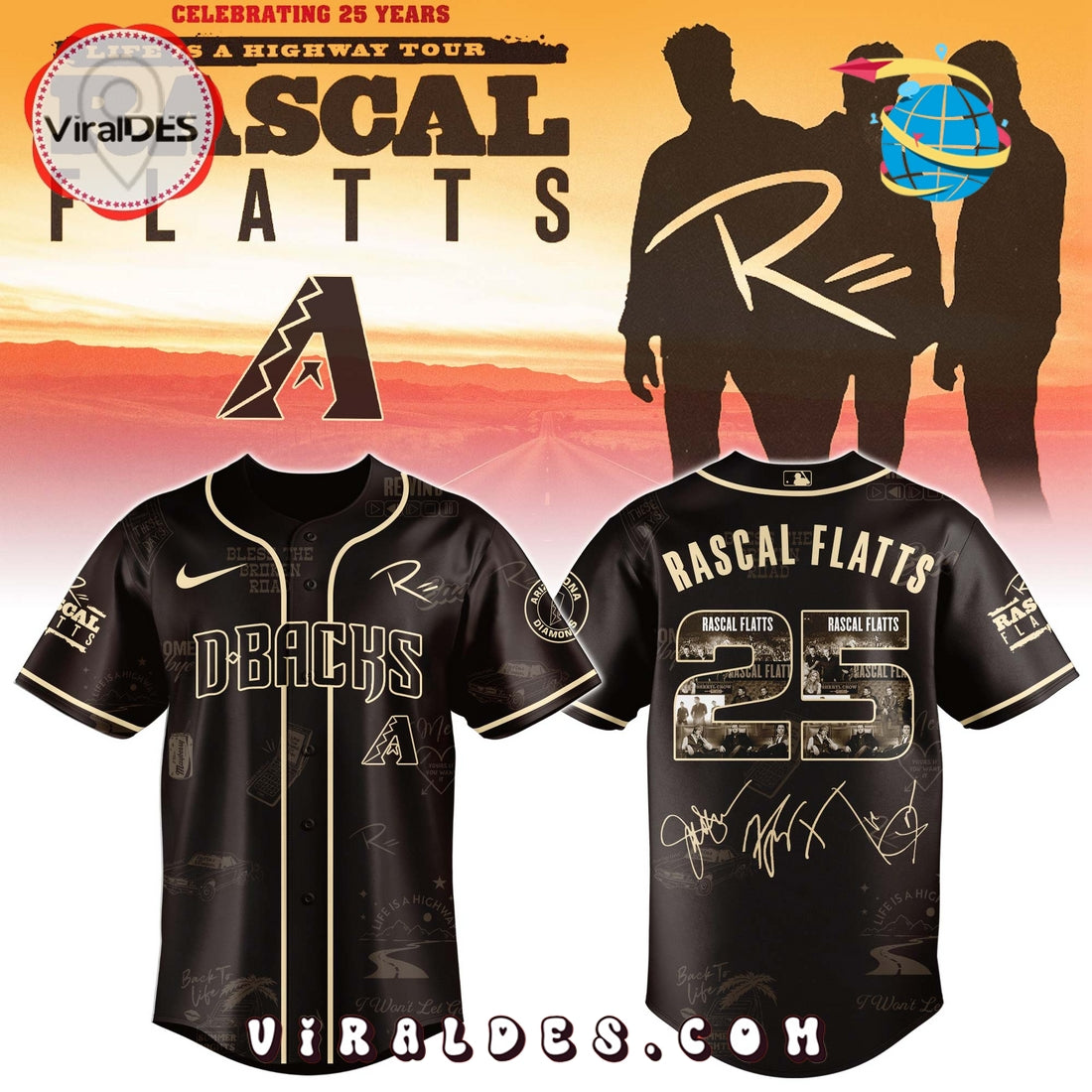 Arizona Diamondbacks MLB x Rascal Flatts Life Is a Highway Tour Jersey