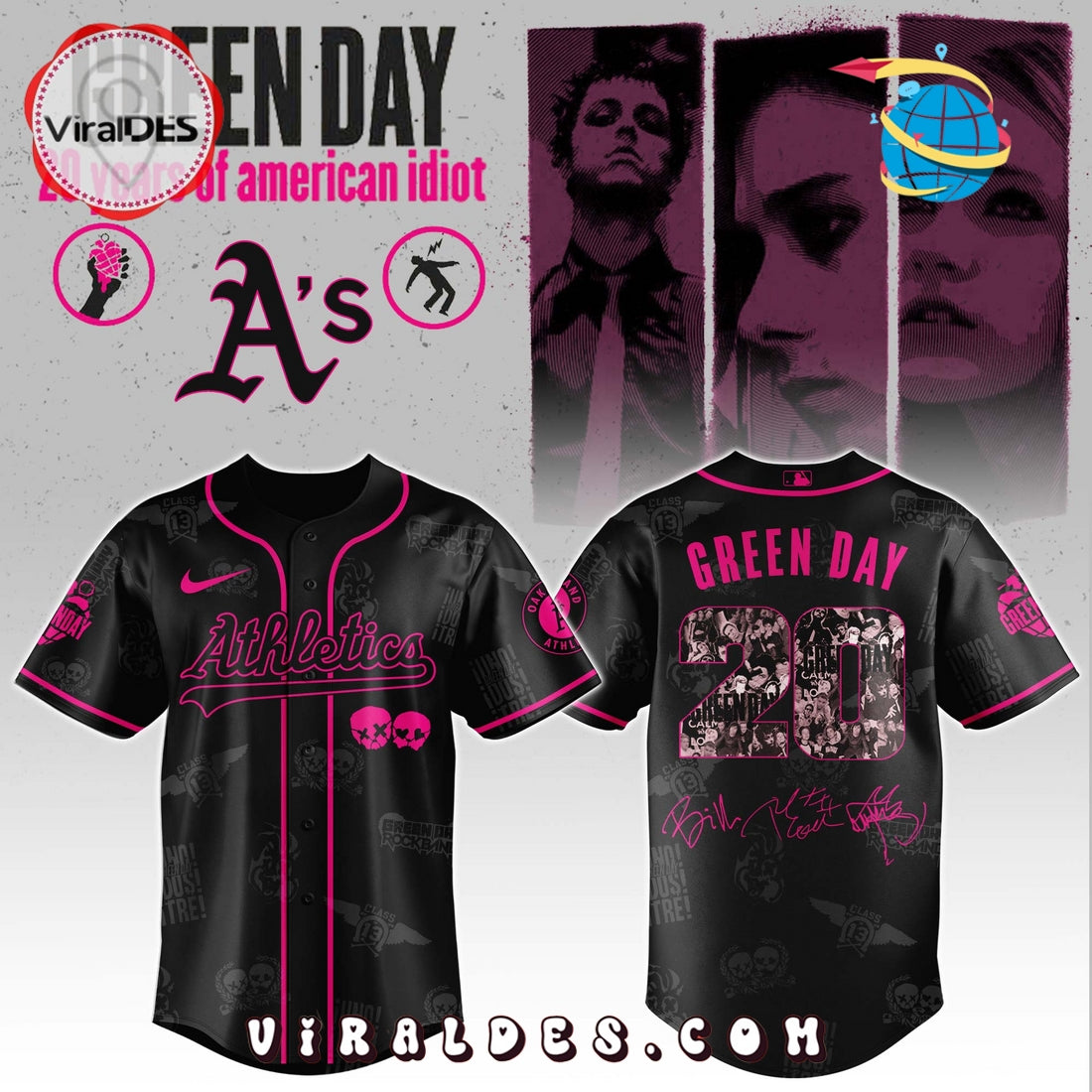 Athletics MLB x Green Day 20th Anniversary Baseball Jersey