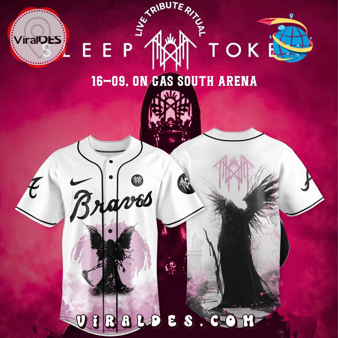 Atlanta Braves x Sleep Token White Baseball Jersey